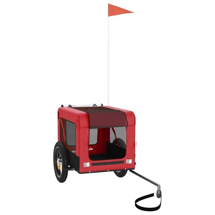 VidaXL Bicycle Trailer for Dog Red and Black Oxford Fabric and Iron 93908