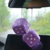 1 Pair 7cm Fluffy Heart Shaped Plush Dice Car Rearview Mirror Hanging Decor Retro Square Fuzzy Ornament Auto Accessory Gift