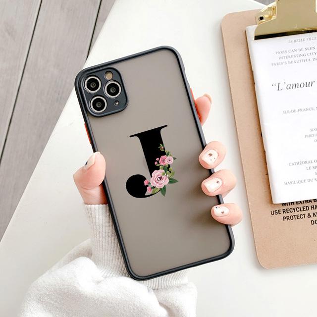Черный Чехол для Телефона с Цветочным Узором и Матовым Покрытием Для iPhone 15 12 14 Pro Max Чехлы Для iPhone 11 13 pro Задняя Крышка модный Корпус Shell Coque