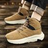 New Outdoor Leather Waterproof Mountaineering Shoes Men's Non-slip Walking High-top Sneakers Women's Thick Soled Daddy Shoes