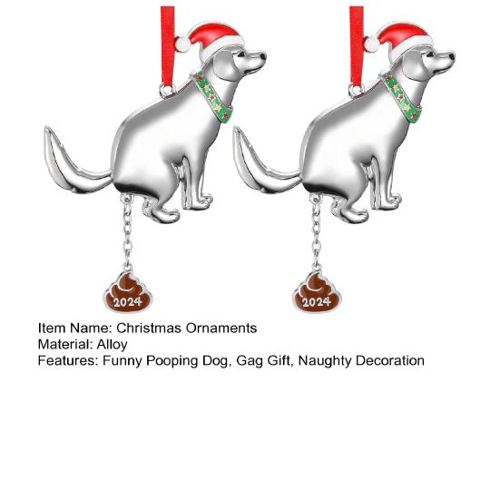 2 шт. Рождественское украшение, забавное украшение в виде какающей собаки, непослушное подвесное металлическое украшение в виде собачьих какашек