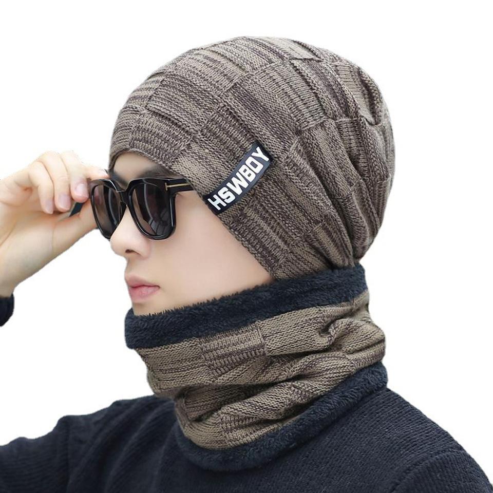 Getinfit Winter Warm Thickened Velvet Hat Windproof Cycling Knitted Wool Hat for Men Youth Fashion Hoodie