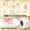 Clear Stickers Christmas Stickers Roll Gold Foil Design 1inch/2.5cm Size Xmas Tree Seal Stickers Self-Adhesive Label Decals