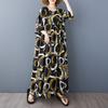 DIMANAF 2025 Летнее Платье Большого Размера Винтажное Базовый Принт Женское Повседневное Длинное Оверсайз Свободное Платье Макси Новинка