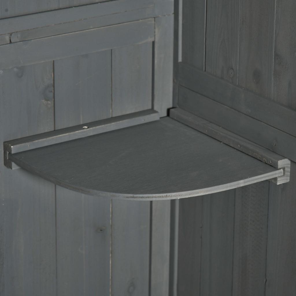 Wooden Garden Shed, Utility Outdoor Small Shed with Lockable Double Doors, Shelves and Roof Hatch, Grey