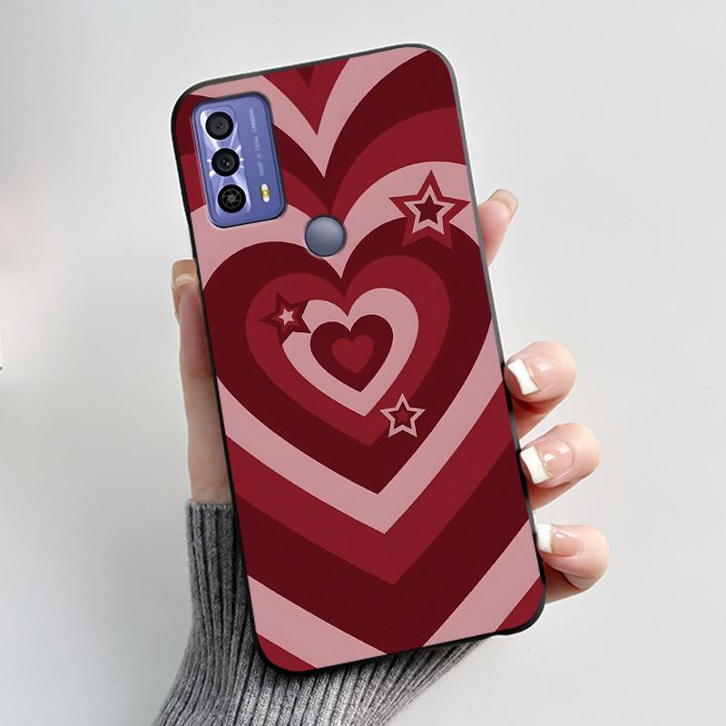 New Design Case For TCL 20B (6159K) Fashionable Black Love Pattern Shockproof Protective Cover Soft Silicone Black Case