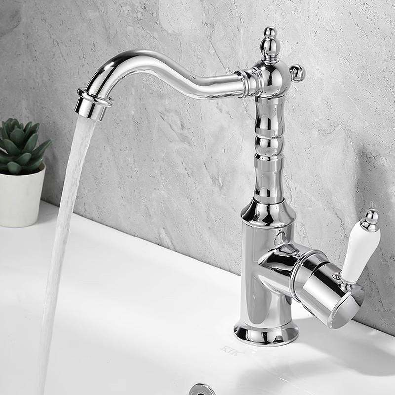 Старинный бронзовый смеситель для раковины Золотой смеситель для ванной Комнатный Черный кухонный смеситель Кран для раковины Горячий Холодный Хромированный кран для раковины Латунь