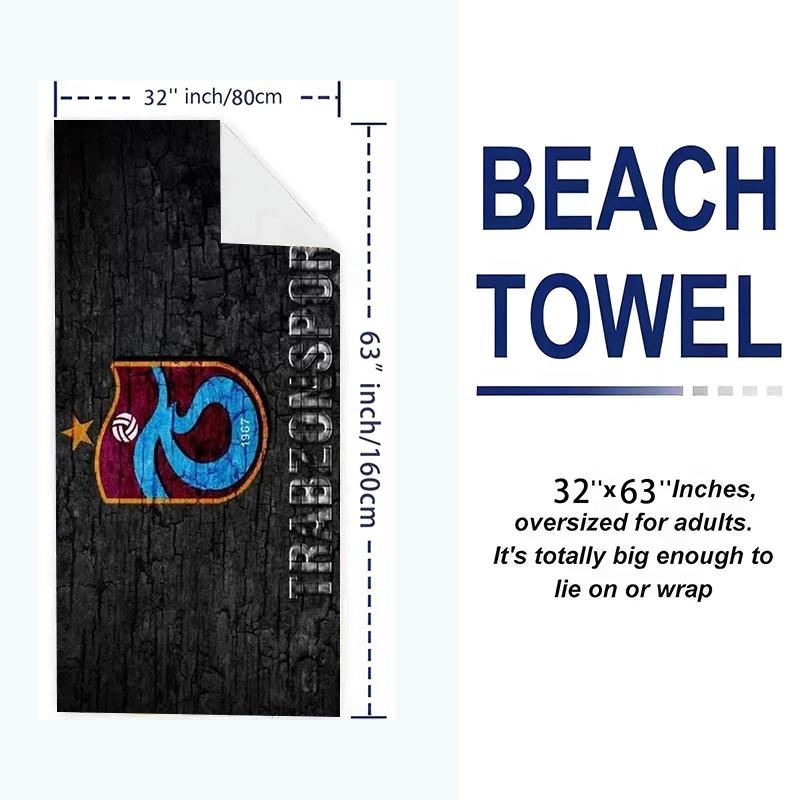 Trabzonspor Logo Print Beach Towel, Large Soft Quick Dry Towel for Beach Camping Swimming