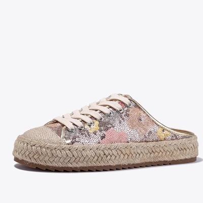 2025 весна и лето трендовые толстоподошвенные кожаные рыбацкие плетеные подошвы вышитая сумка голова верхняя одежда полусабо женские