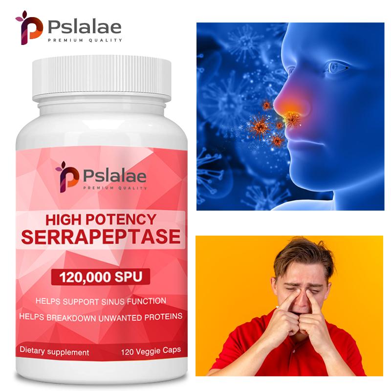 Pslalae Экстракт сериновой пептидазы, 120 000 SPU на порцию, подходит для здоровья пазух, дыхательной системы и суставов.