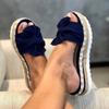 Fashion Women's Slippers 2024 Summer Thick Sole Wedge Medium Heel Bow Open Toe Fashion Slippers Beach Outdoor Women's Shoes Zapatos