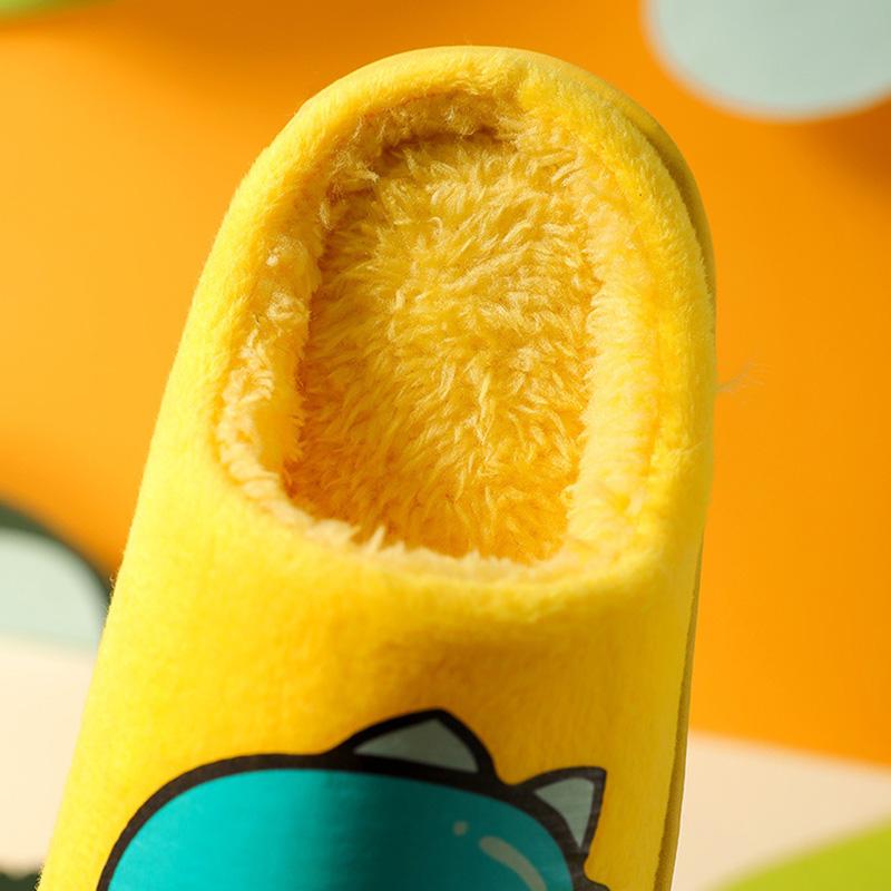 Детские хлопковые тапочки, детские нескользящие тапочки с милым мультяшным динозавром, детская обувь, теплая домашняя обувь