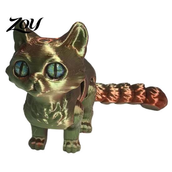 Handheld Decompression Toys 3D Printed Cat Toy, Articulated Movable Joint Figurine for Desk Calming Sensory Tools Anxiety Decor, Cute Fidget Toy Kids
