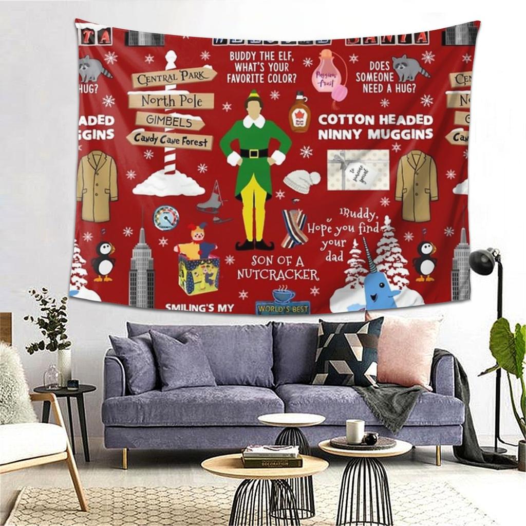 Buddy The Elf Collage Tapestry Decoration Art Aesthetic Tapestries for Living Room Bedroom Home Wall Cloth Wall Hanging