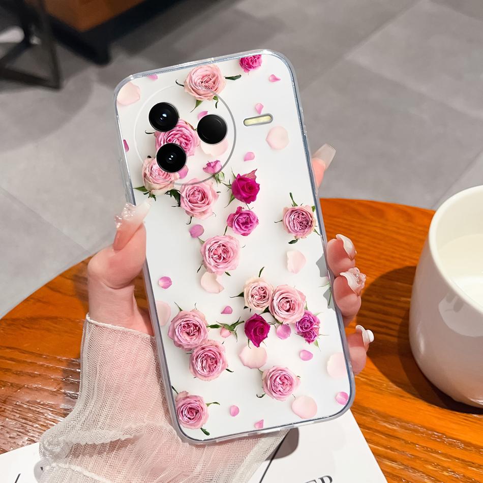Чехол для POCO F7 Pro / F7 Ultra Летний Цветок Прозрачный Funda для POCO F 7 Мягкая Ультратонкая Задняя Крышка Телефона Ударопрочный Корпус