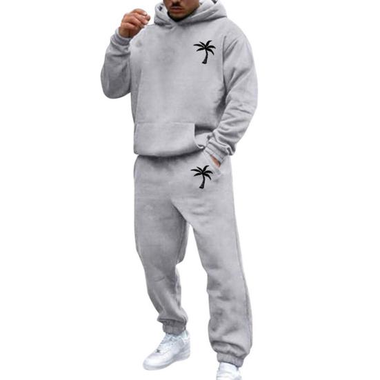 Мужской костюм с капюшоном и брюками, уличный, с плюшевой подкладкой, большой размер, свободный спортивный костюм для улицы, однотонный зимний спортивный костюм, комплект из брюк с завязками на щиколотках