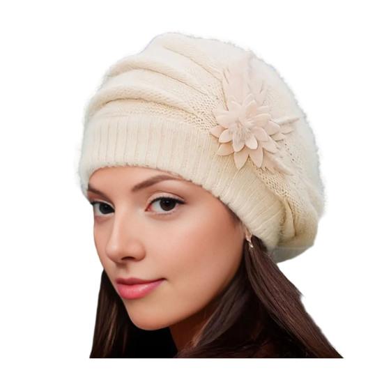 Женский берет шляпа винтажный французский стиль шерстяной берет двухслойный утолщенный зимний вязаный головной убор для женщин
