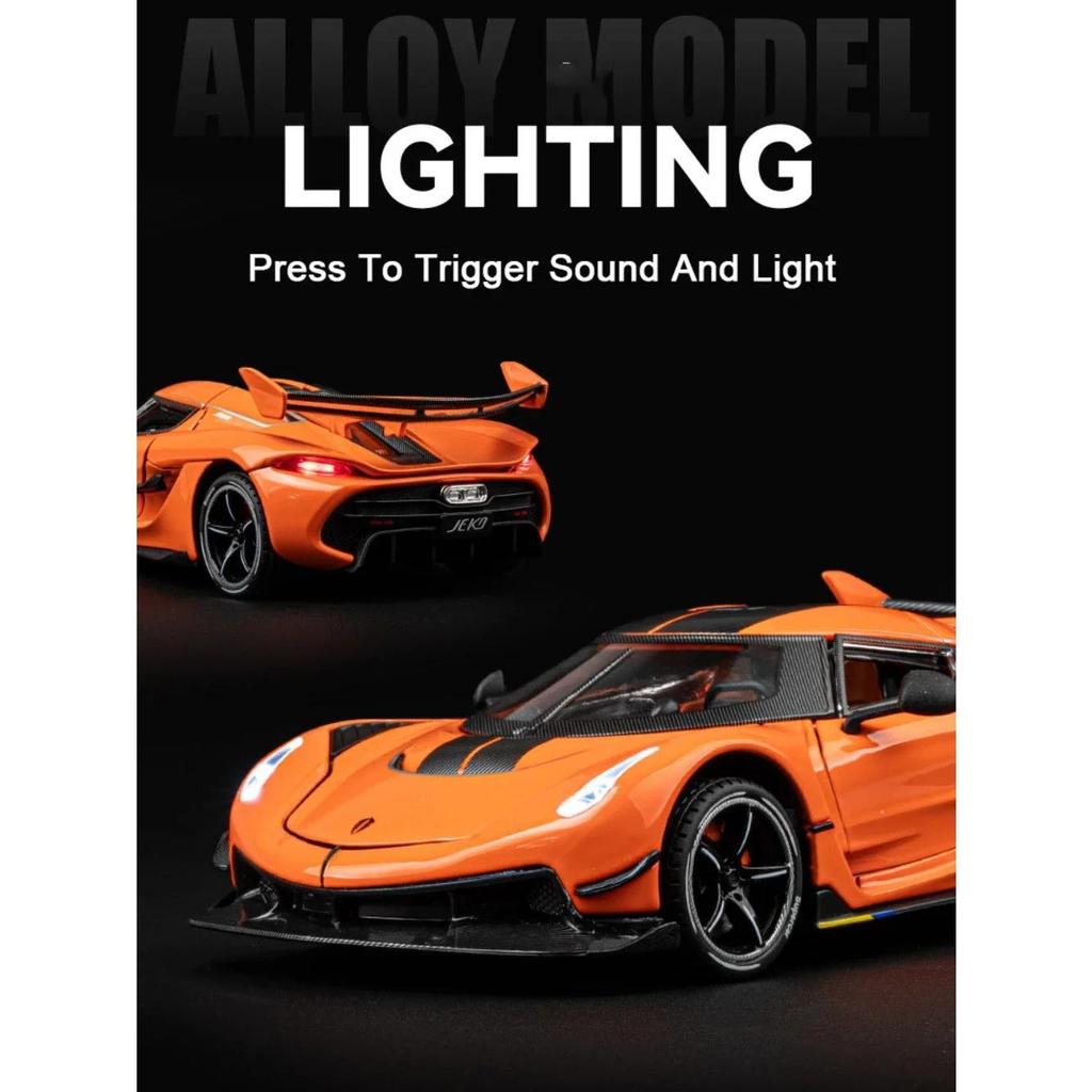 1/24 Sports Car Model Koenigsegg Alloy Diecast High Simulation Scale Toy Pull Back Doors Can Open Boys Birthday Gifts Decoration