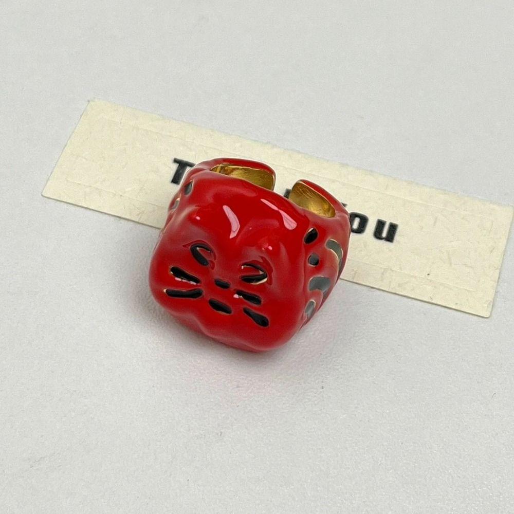 Korean Style Painting Ring Jewelry Accessories Chunky Enamel Ring Retro Drip Oil Cat Ring  Women