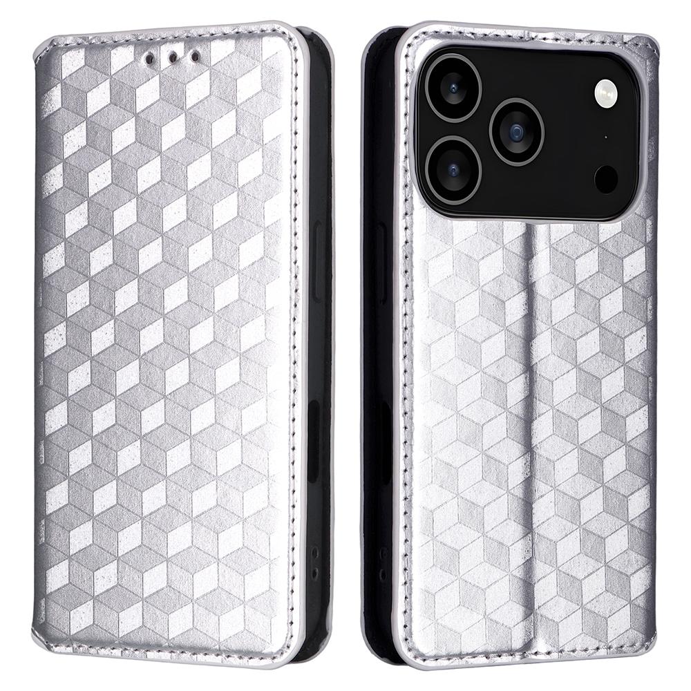 For iPhone 17 Pro Case Wallet Rhombus Imprinted Leather Phone Cover