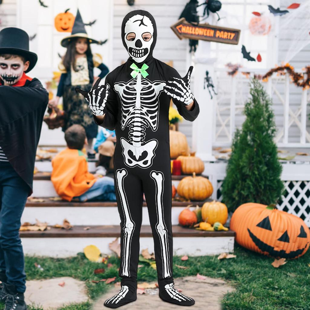Хэллоуин Косплей Костюм Детский Костюм Скелета Костюм Скелета Крик Маскировка Жнеца Призрачный Плащ Костюм Детский Унисекс Школьный Фестиваль