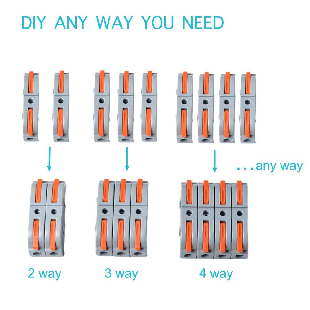 20/50PCS Lever Wire Connectors 1 To 1 Inline Electrical Connector Compact DIY Splicing Connectors Butt Terminals For Quick Connect 28-12 AWG