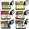 Magnetic Folding Flying Chess Set for Kids - Portable Educational Toy with 5-Piece Jump Checkers