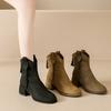 Женские короткие ботильоны на высоком каблуке, осень 2025, новая модная универсальная ретро-темпераментная модель, ботильоны на толстом каблуке, британские ботинки Мартин