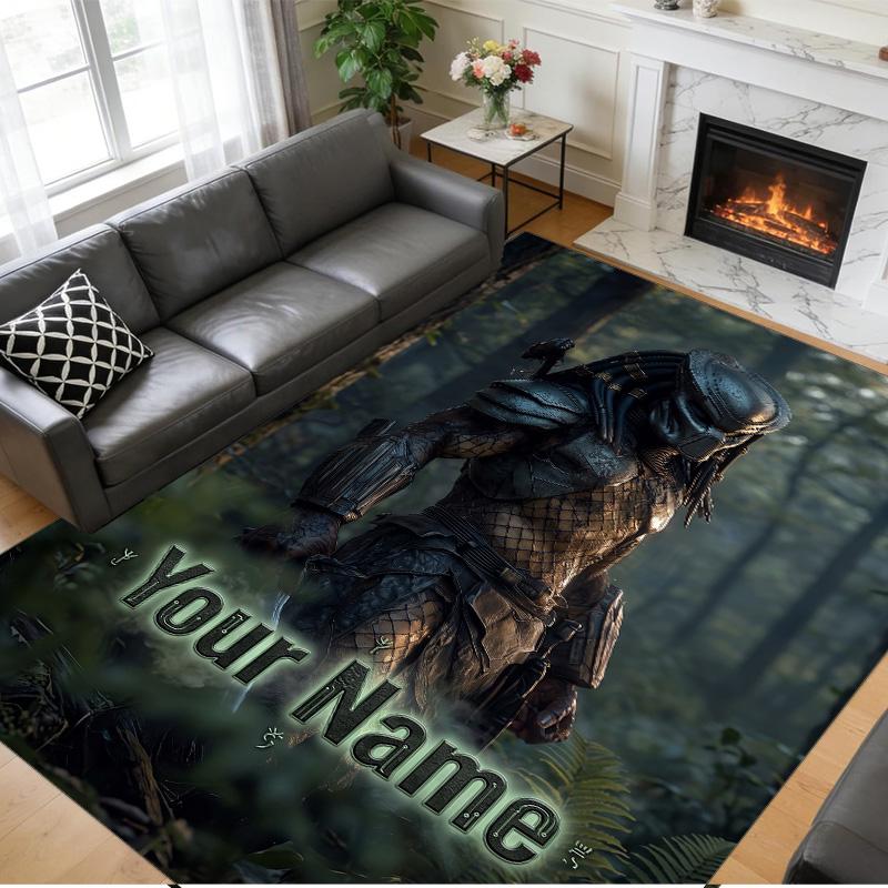Crystal Velvet Rug Custom Name Text, Soft Non Slip Floor Mat Home DecorPredator