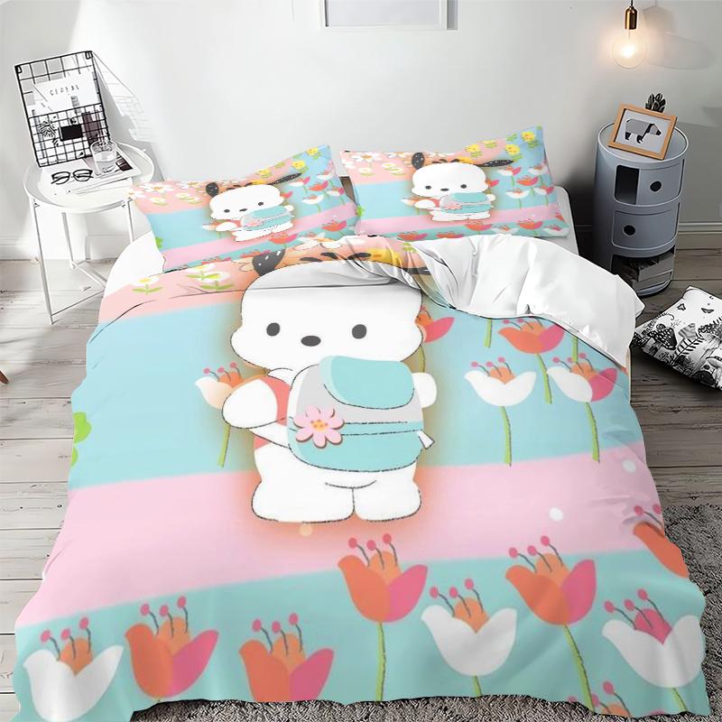 Sanrio Pochacco Bedding Sets Comforter Cover Bed Cover Duvet Cover Pillow Case 2-3 Pieces Sets Kids Bedroom Decoration