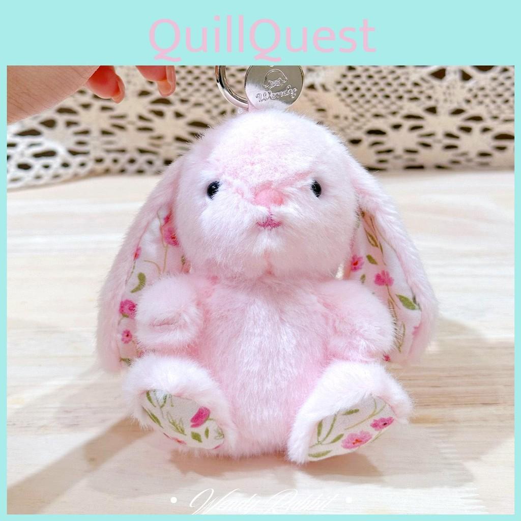 Plush Keychain Rabbit With Sitting Posture And Floral Design For Gift Bag