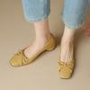 Krazing Pot Sheep Skin Summer Spring Autumn Med Heels Slip On Women Butterfly-knot European Design Square Toe Shallow Pumps