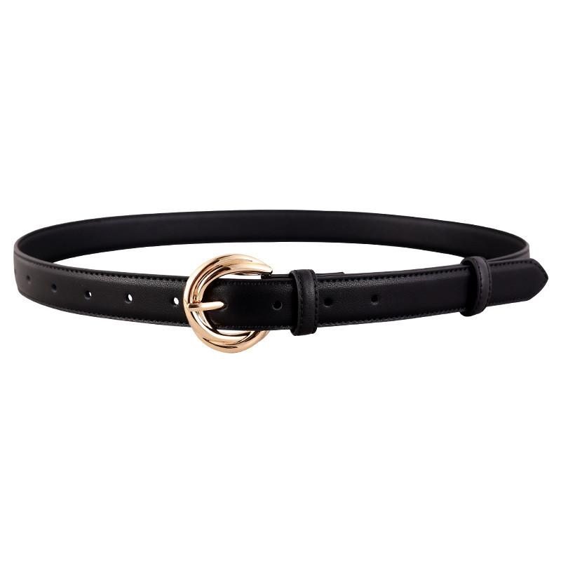 Classic Leather Belt For Women With Pin Buckle Casual Office Accessory Perfect For Spring
