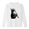 Cat Playing ClarineT T Shirt and Music Lover Clarinettist Birthday Musician Woodwind Instrument Idea vintage Washed homme