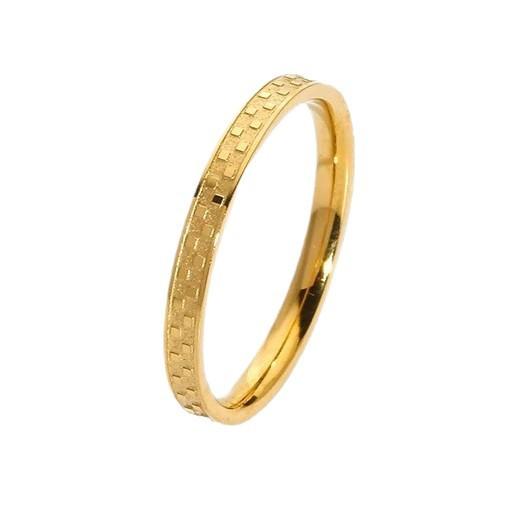 European and American ins stainless steel plated 18k gold geometric checkered plain ring women's non-fading waterproof fashion ring jewelry