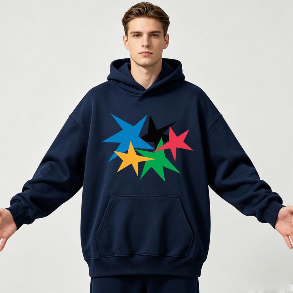 Men Women Oversized Hoodie Colorful Star Graphic Print Pullover Streetwear Harajuku Y2K Casual Hip Hop Couple Hooded Sweatshirt