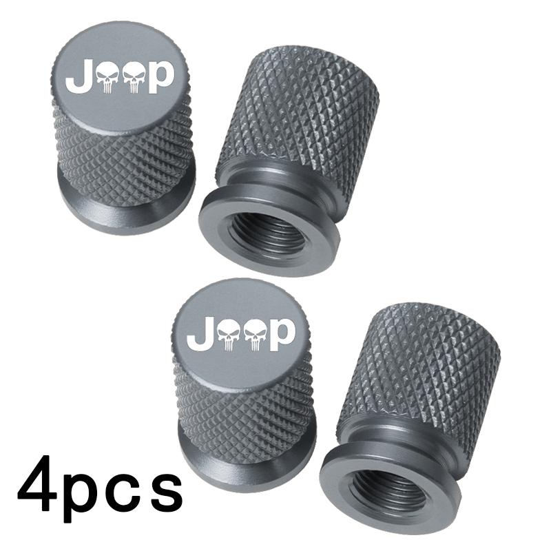 Car Wheel Tire Valve Caps Tyre Stem Covers Airdust Waterproof For Jeep Renegade Compass Wrangler Patriot Grand Cherokee Rubicon AMR1