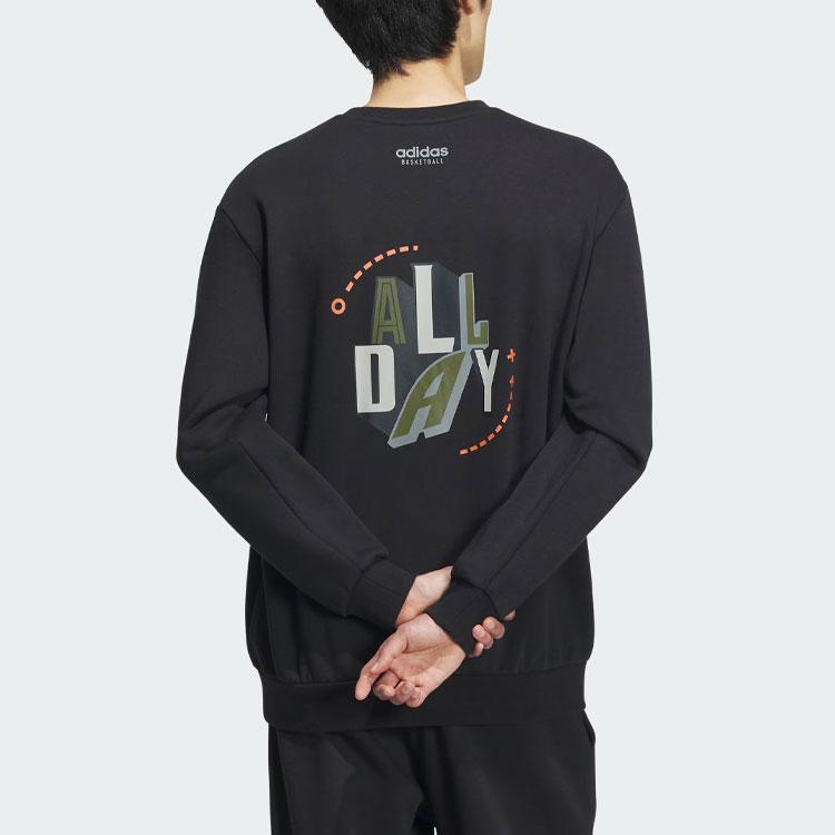 adidas Баскетбольная толстовка Crew с принтом логотипа в виде алфавита, мужские топы, черная IX4910