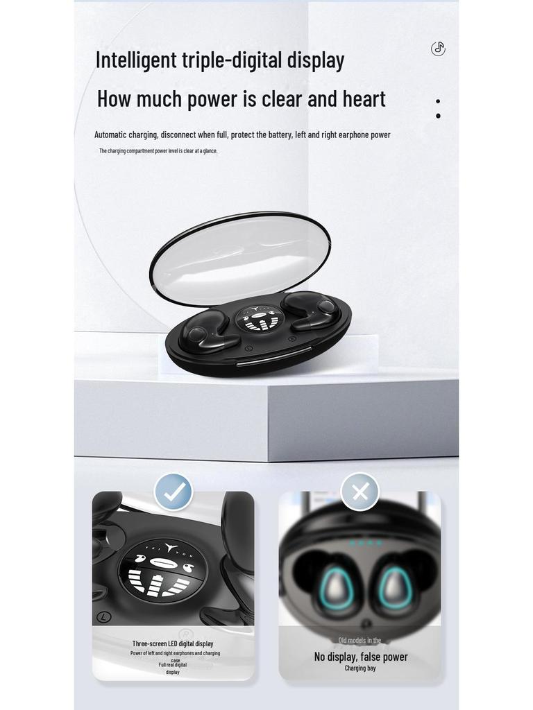 Беспроводная Bluetooth-гарнитура MD538 5.3: Двойное ухо, шумоподавление, комфорт для сна и звонков