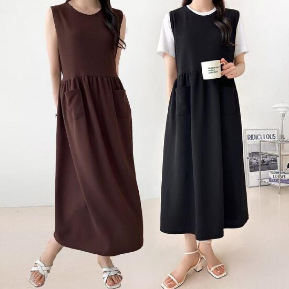 From Heart Women Big Size Pocket Flare Long Dress