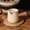 Clay Stove with Grilled Handle, Teapot Aged White Dedicated Cooking Tea Pot, Firewood Burning Boil Water, Chinese Style Utensils