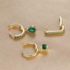 3PCS Fashion Stainless Steel Water Drop Zircon Dangle Earrings Set for Women Gold Plated U-shape Earring Piercing Jewelry