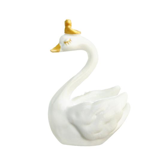 Фигурка Лебедя Прекрасная Миниатюрная Фигурка Кукла DIY Украшение для Торта Симуляция Короны Фигурка Лебедя Смола Модель Животного Рождественский Свадебный Подарок