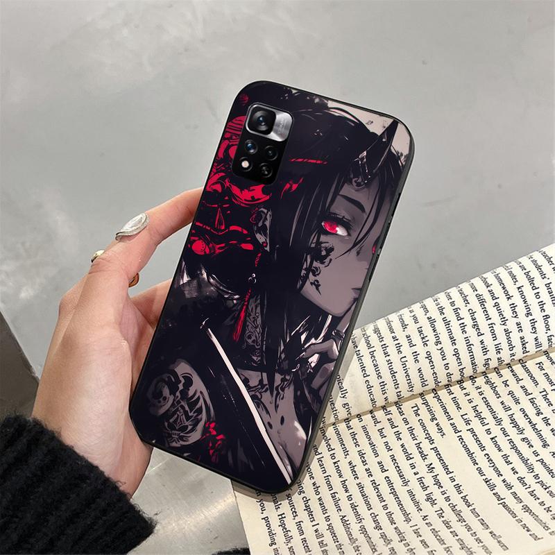 Чехол для телефона для Xiaomi Redmi note 14 Pro 14 13 12 11 10 Pro 14S 12S 11S Redmi 14C 13C 10 Аниме Девушка С Маской Они