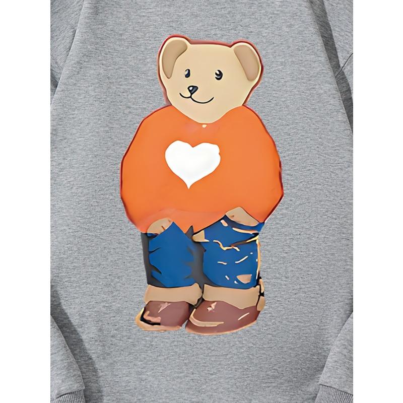 Модный топ с принтом Love Bear, повседневная спортивная одежда на осень и зиму, хлопковая толстовка