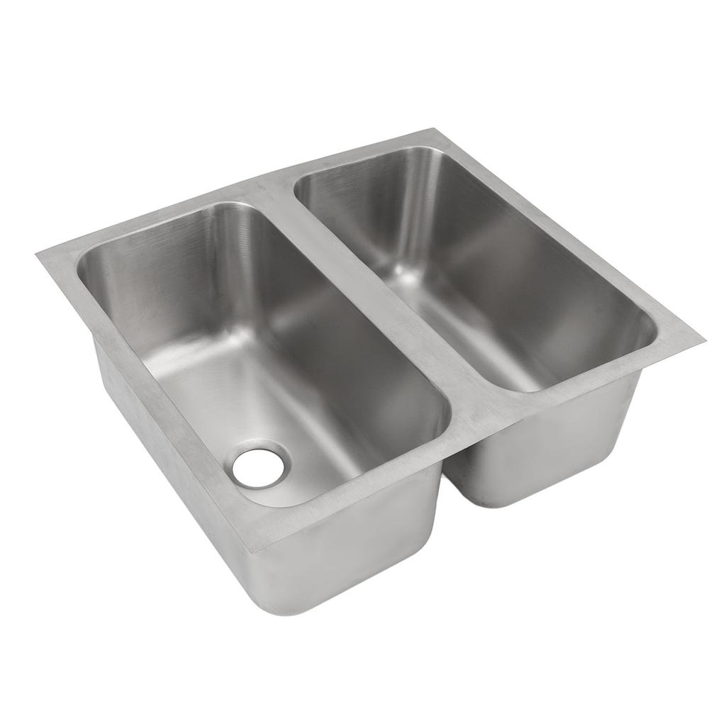 RV Sink 304 Stainless Steel Square Kitchen Double Bowl Sink with 40mm Drain Outlet for Caravan Boat Motorhome Truck