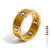 Fashion Stainless Steel Rollable Beads Golden Ring for Women 18K PVD Plated Texture Personalized Finger Jewelry New