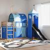 VidaXL Bunk Bed with Slide and Blue Curtains 90x200 Cm 3284162