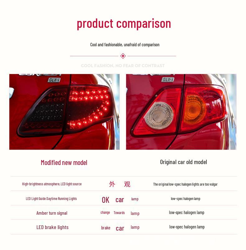 07-10 Corolla Taillight: LED Daytime Running, Brake, Turn Signal, Rear Assembly