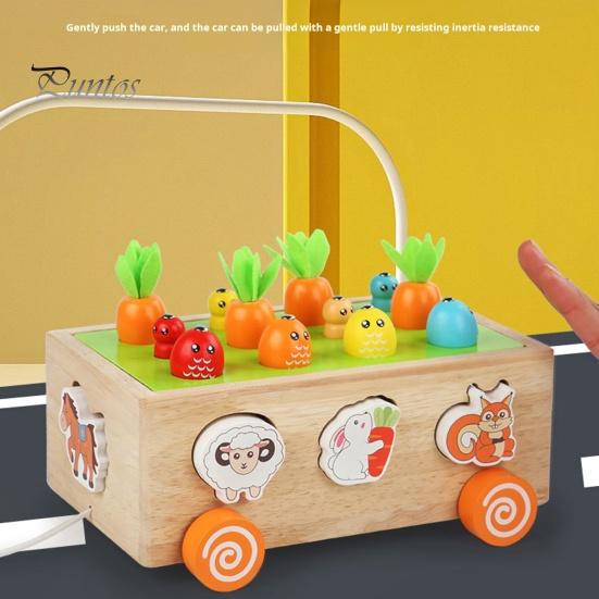 Монтессори деревянная ферма головоломка игрушка для детей 1 2 3 лет красочная морковка урожай игра с червяками рыб магнитная ловля занятие образовательное обучение